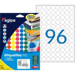 Etikety kruhové 15mm Agipa A5 mix 5 farieb 