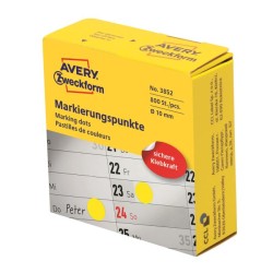 Etikety kruhové 10mm Avery žlté v dispenzore 