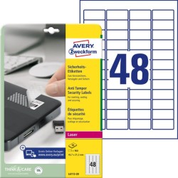 Etikety odolné na špeciálne použitie Avery `šachovnicový vzor` 45,7x21,2mm A4 biele 20 hárkov 