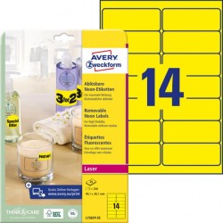 Etikety Avery odnímateľné 99,1x38,1 mm neónové žlté 