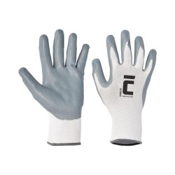 Rukavice nylon/úplet/nitril BABBLER, sivé/biele, veľ. 10/XL 
